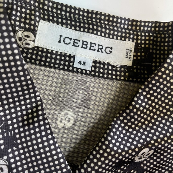 NWT Iceberg Felix Cat Button-Up Silk Blouse Top 42 - Picture 3 of 12